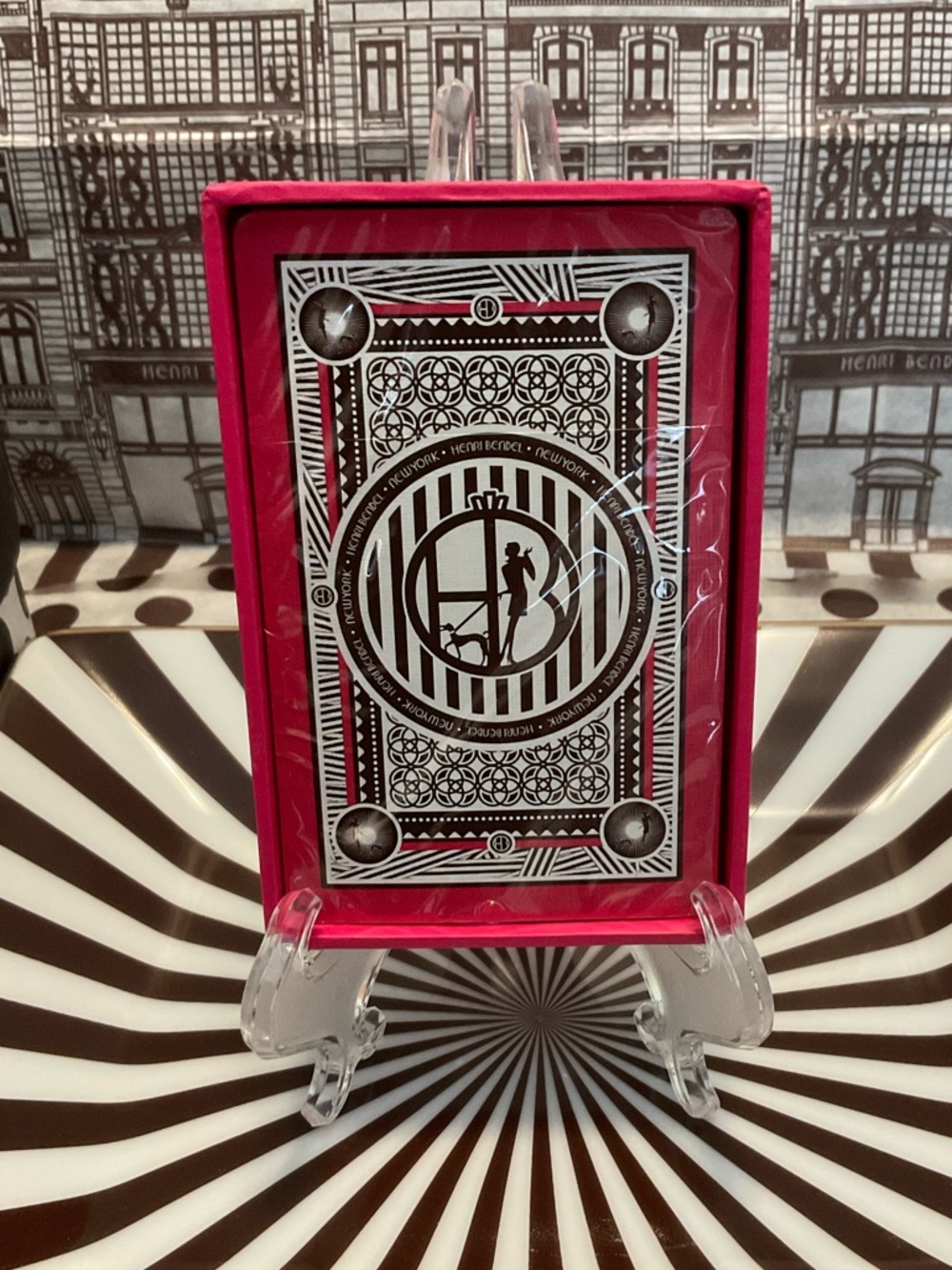 Sealed Deck of Henri Bendel Playing Cards - Pink with Brown & White HB Logo